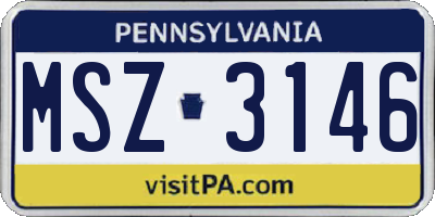 PA license plate MSZ3146