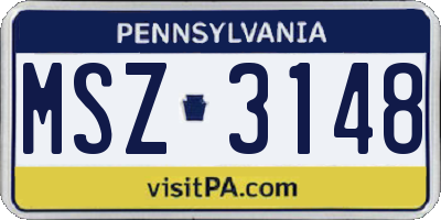 PA license plate MSZ3148
