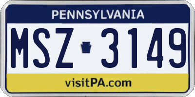 PA license plate MSZ3149