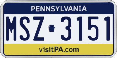 PA license plate MSZ3151