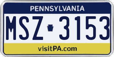 PA license plate MSZ3153