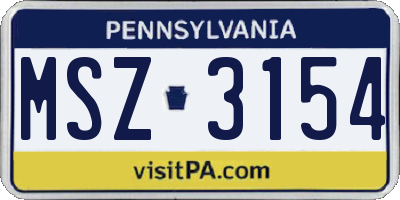 PA license plate MSZ3154