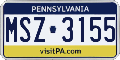 PA license plate MSZ3155