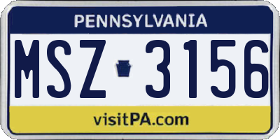PA license plate MSZ3156