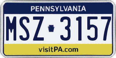 PA license plate MSZ3157