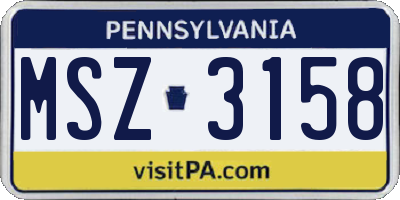 PA license plate MSZ3158