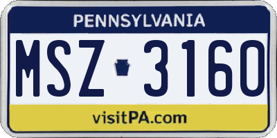 PA license plate MSZ3160