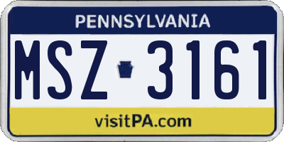 PA license plate MSZ3161