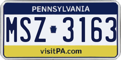 PA license plate MSZ3163