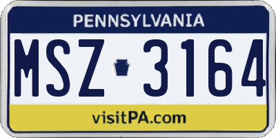 PA license plate MSZ3164