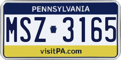 PA license plate MSZ3165