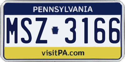 PA license plate MSZ3166