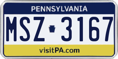 PA license plate MSZ3167