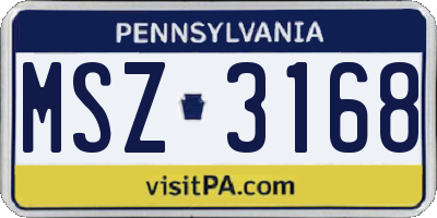 PA license plate MSZ3168