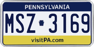 PA license plate MSZ3169