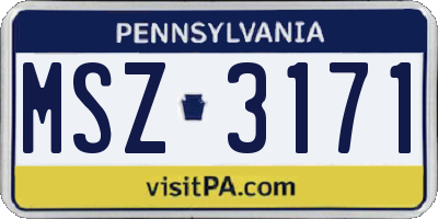 PA license plate MSZ3171