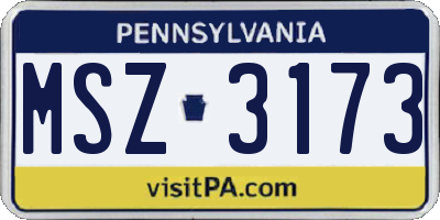 PA license plate MSZ3173