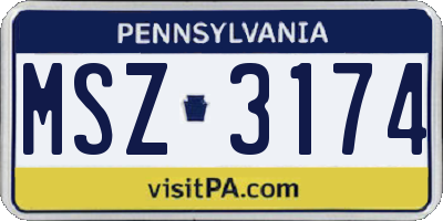 PA license plate MSZ3174