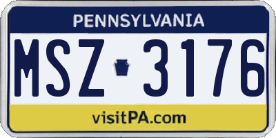 PA license plate MSZ3176