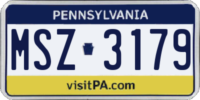 PA license plate MSZ3179