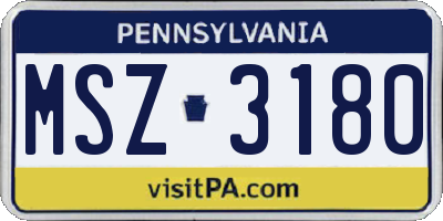 PA license plate MSZ3180