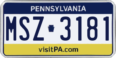 PA license plate MSZ3181