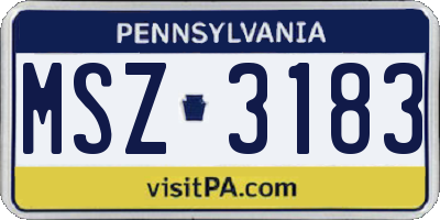 PA license plate MSZ3183