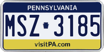 PA license plate MSZ3185