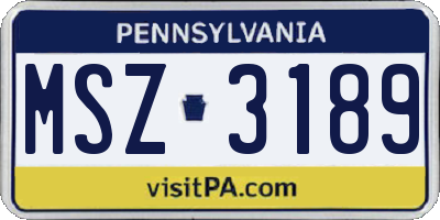 PA license plate MSZ3189