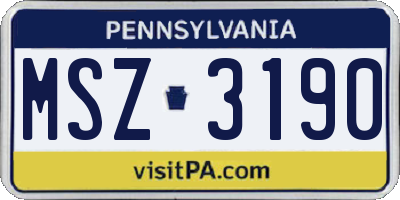 PA license plate MSZ3190