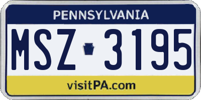 PA license plate MSZ3195