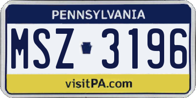 PA license plate MSZ3196
