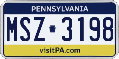 PA license plate MSZ3198