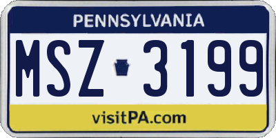 PA license plate MSZ3199