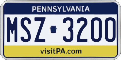 PA license plate MSZ3200