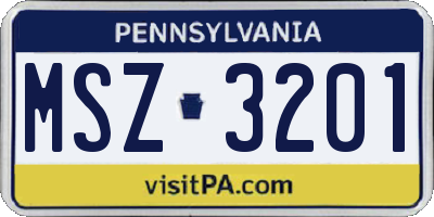 PA license plate MSZ3201