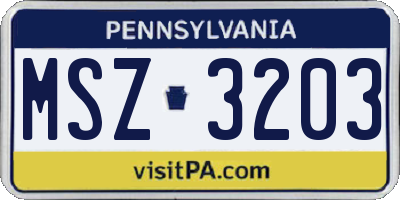 PA license plate MSZ3203