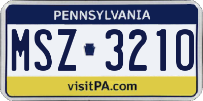 PA license plate MSZ3210