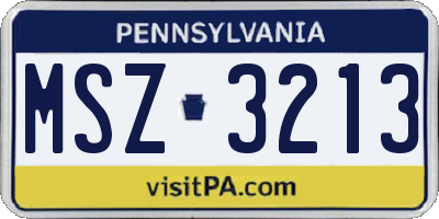PA license plate MSZ3213