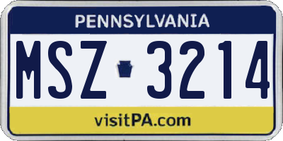 PA license plate MSZ3214