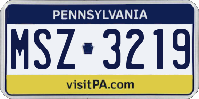 PA license plate MSZ3219