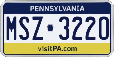 PA license plate MSZ3220