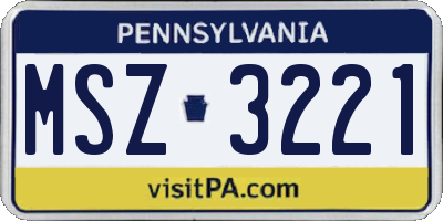 PA license plate MSZ3221