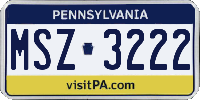 PA license plate MSZ3222