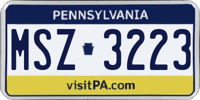 PA license plate MSZ3223