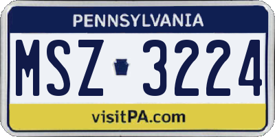 PA license plate MSZ3224