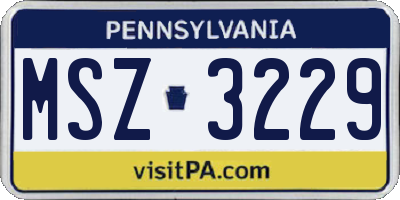 PA license plate MSZ3229