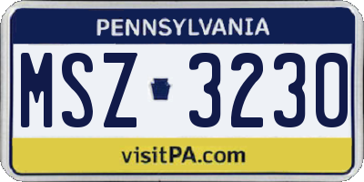 PA license plate MSZ3230
