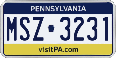 PA license plate MSZ3231