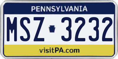 PA license plate MSZ3232